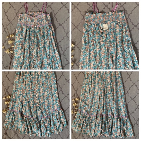 NWT-Free People Boho Floral ButtonFront Midi Dress - Picture 12 of 16